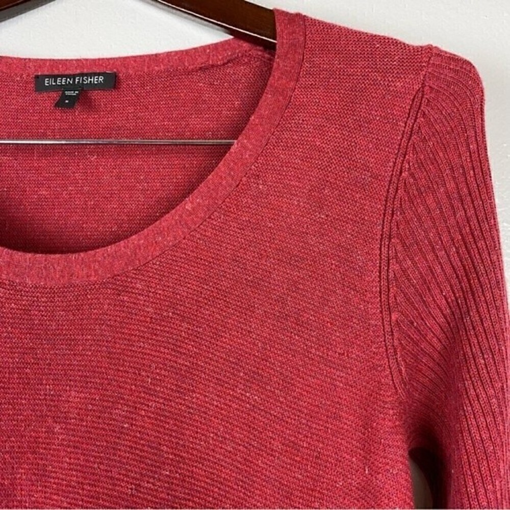 Eileen Fisher Crewneck Pullover Tunic Long Sleeve Sweater Red Size S - Picture 3 of 9